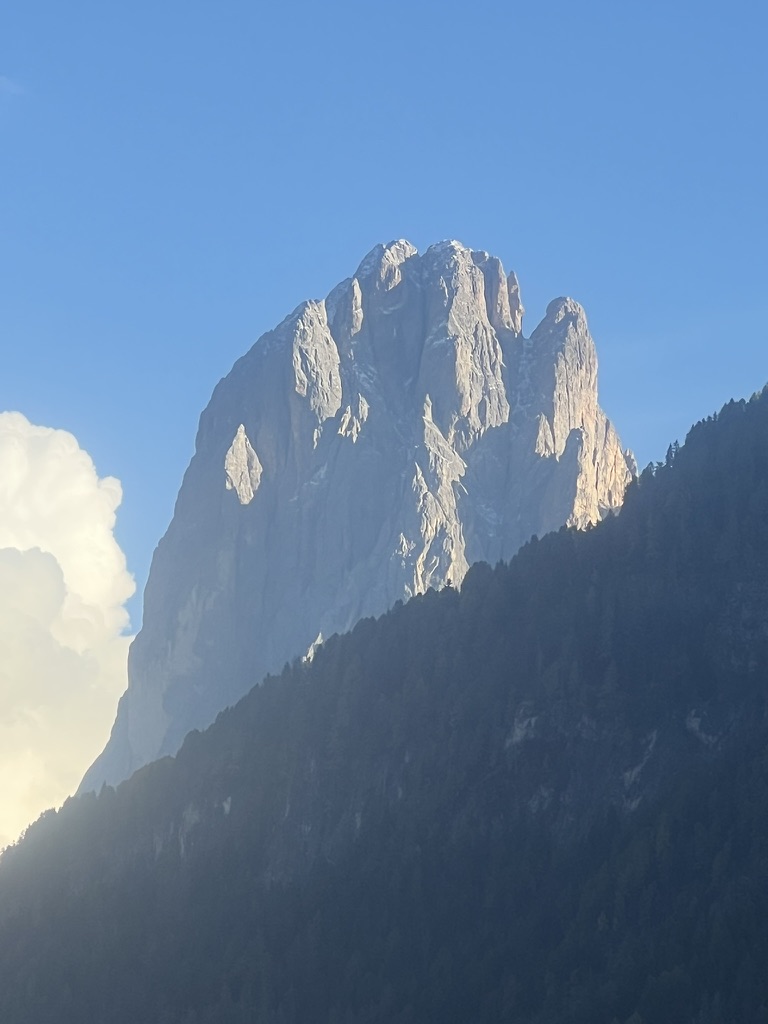 Dolomites peak at sunset